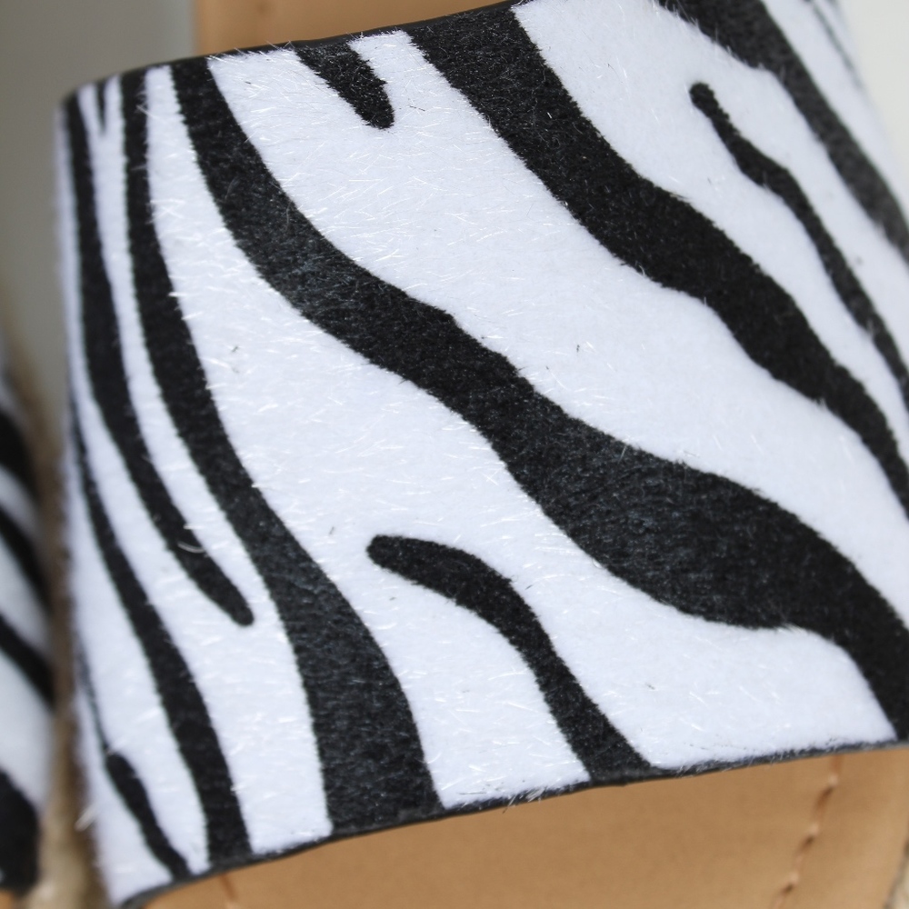 Zebra Print Open Toe Halter Ankle Strap Espadrille - Picture 5 of 6